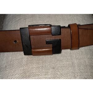 Gucci Belt Brown Leather Black Square G Logo Buckle Authenticated Sz 42 *Flaw